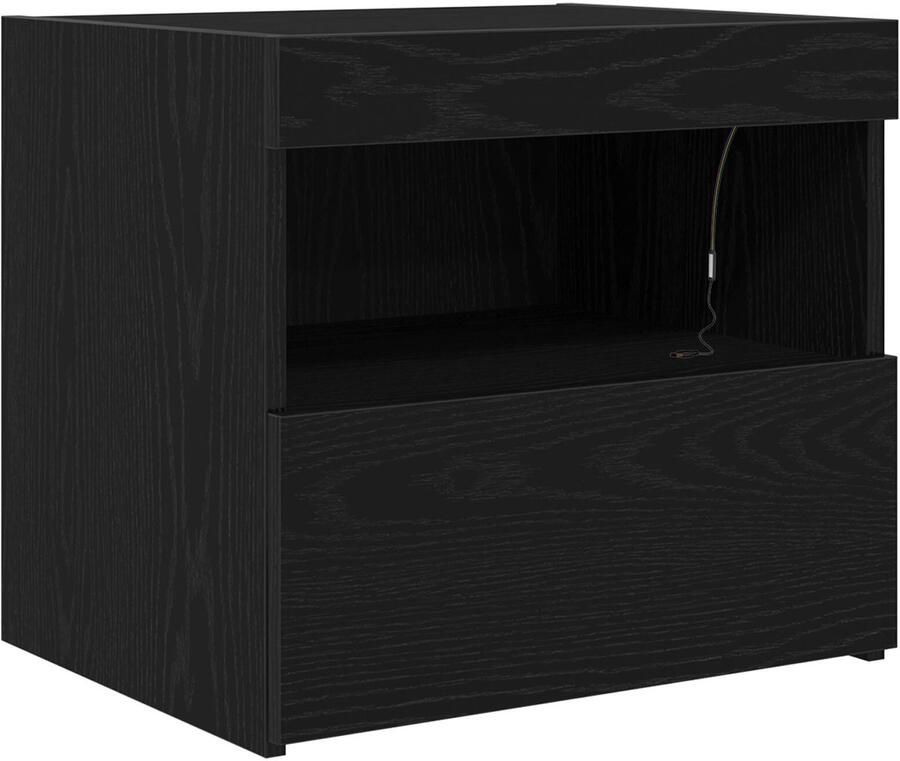 VidaXL Nachtkastje met lade Zwart eiken 50 x 40 x 45 cm Bewerkt hout