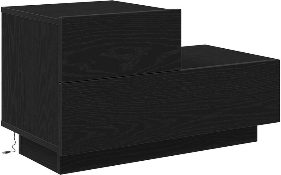 VidaXL Nachtkastje met LED-verlichting Zwart Eiken 70x36x40.5 cm