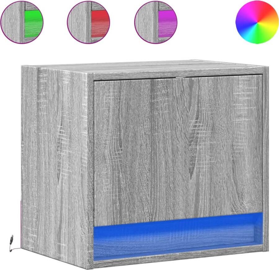 VidaXL Nachtkastje met LED's wandgemonteerd grijs sonoma eikenkleurig