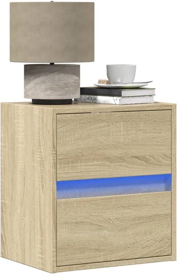 VidaXL Nachtkastje met LED's wandgemonteerd sonoma eikenkleurig