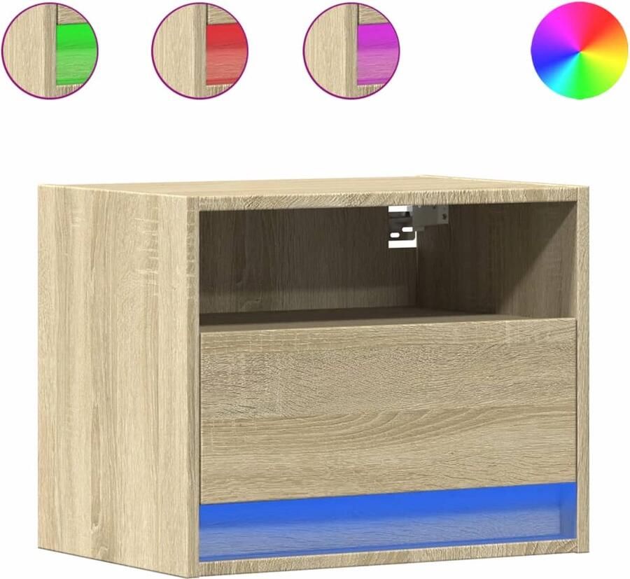 VidaXL Nachtkastjes met LED wandgemonteerd 2 st sonoma eikenkleurig