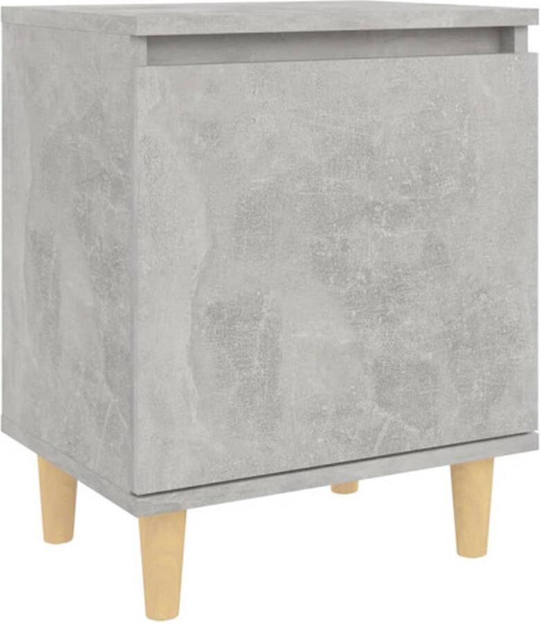 VidaXL -Nachtkastje-met-massief-houten-poten-40x30x50-cm-betongrijs - Foto 2