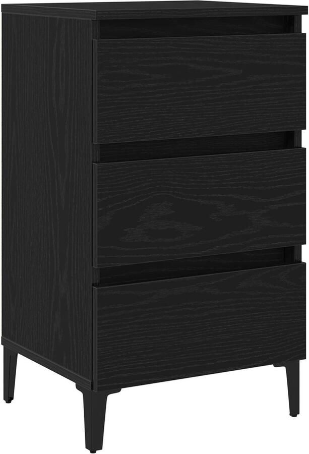 VidaXL Nachtkastje met lade Zwart eiken 40 x 35 x 69 cm Bewerkt hout