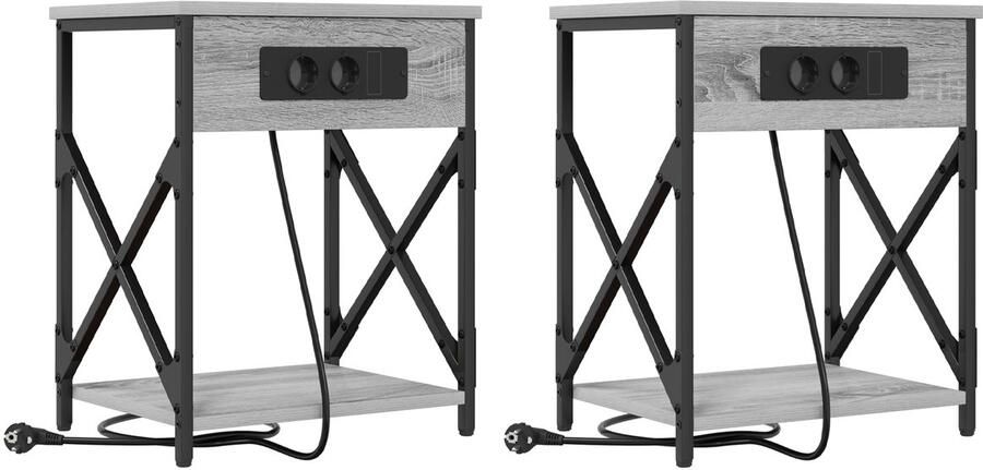 VidaXL Nachtkastje 2 pcs Grijs sonoma 41 x 31 x 51 cm Bewerkt hout