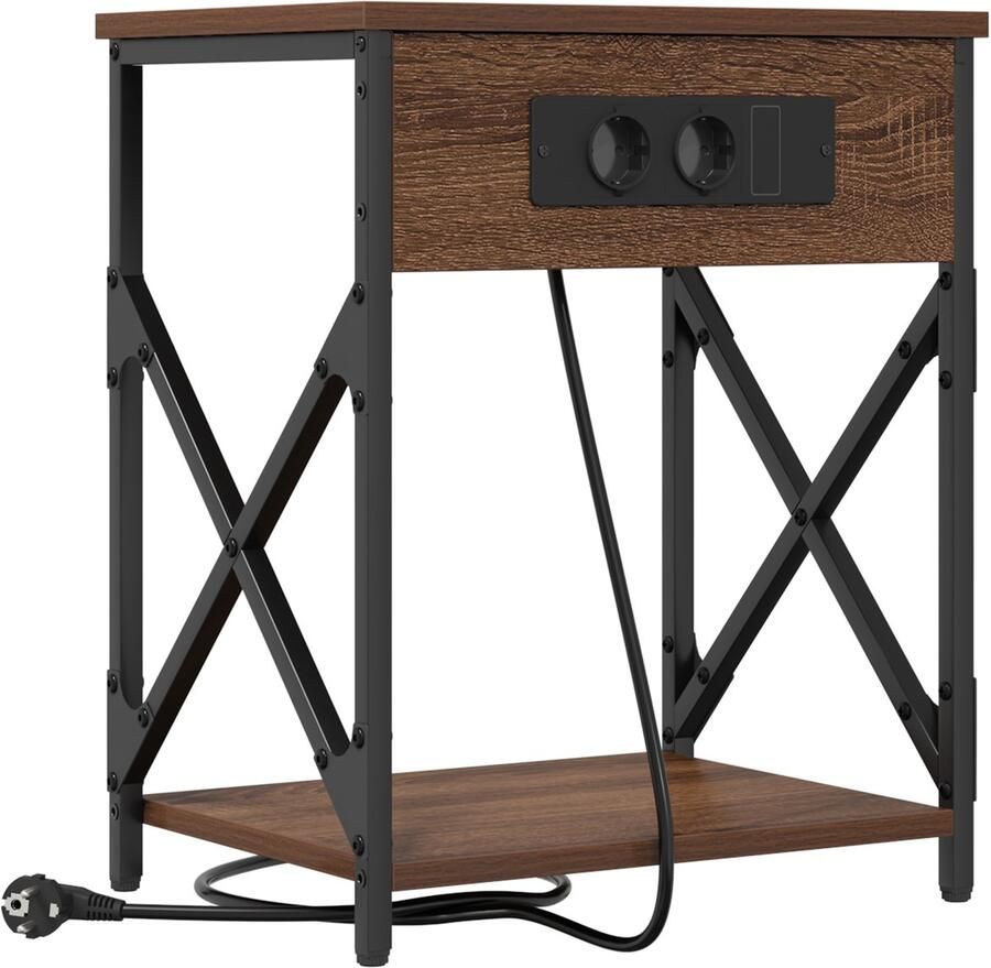 VidaXL Nachtkastje met Oplaadstation bruin eikenkleur 41 x 31 x 51 cm