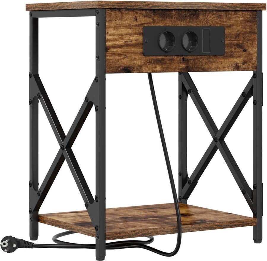 VidaXL Nachtkastje met lade Gerookt eiken 41 x 31 x 51 cm Bewerkt hout