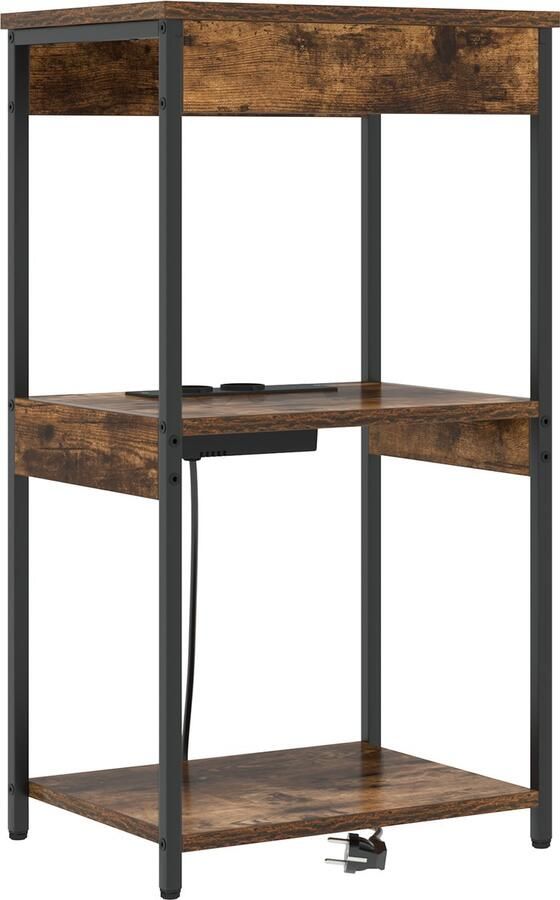 VidaXL Nachtkastje met Oplaadstation Gerookt eiken Bewerkt hout