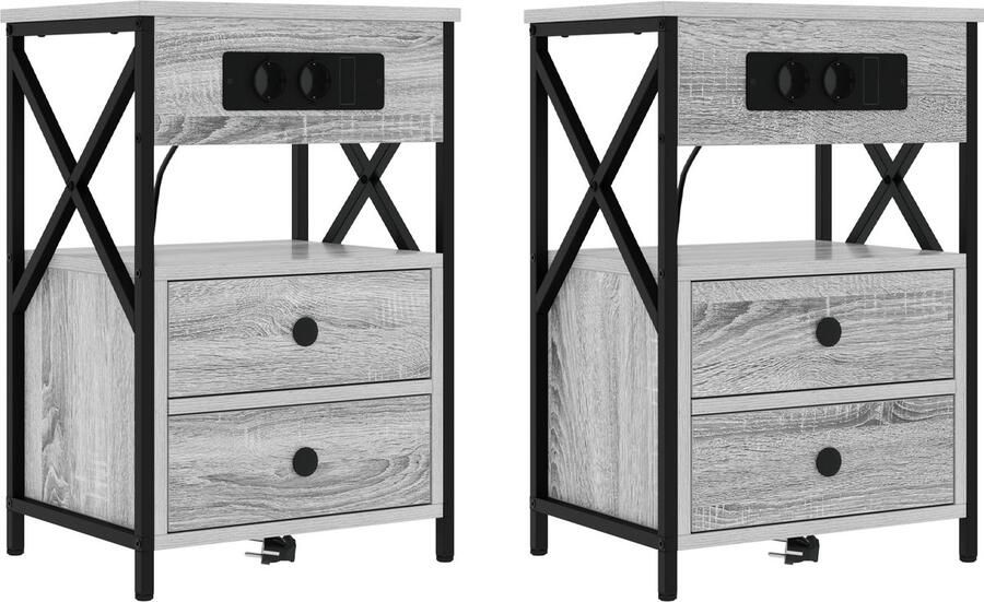 VidaXL Nachtkastje met lade Grijs sonoma 40 x 31 x 60 cm Bewerkt hout