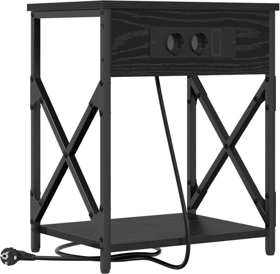 VidaXL Nachtkastje met lade Zwart eiken 41 x 31 x 51 cm Bewerkt hout