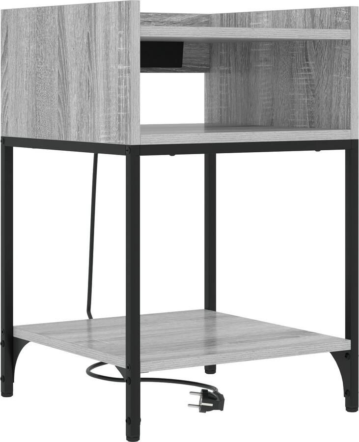 VidaXL Nachtkastje met plank Grijs sonoma 40 x 40 x 61 cm Bewerkt hout