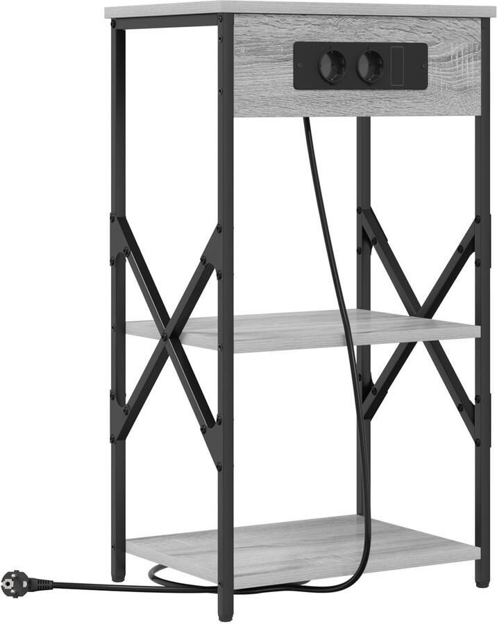 VidaXL Nachtkastje met plank Grijs sonoma 41 x 31 x 76 cm Bewerkt hout