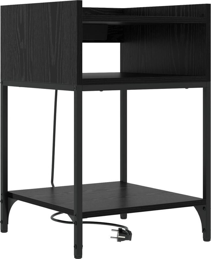 VidaXL Nachtkastje met plank met opslag Zwart eiken 40 x 40 x 61 cm Bewerkt hout