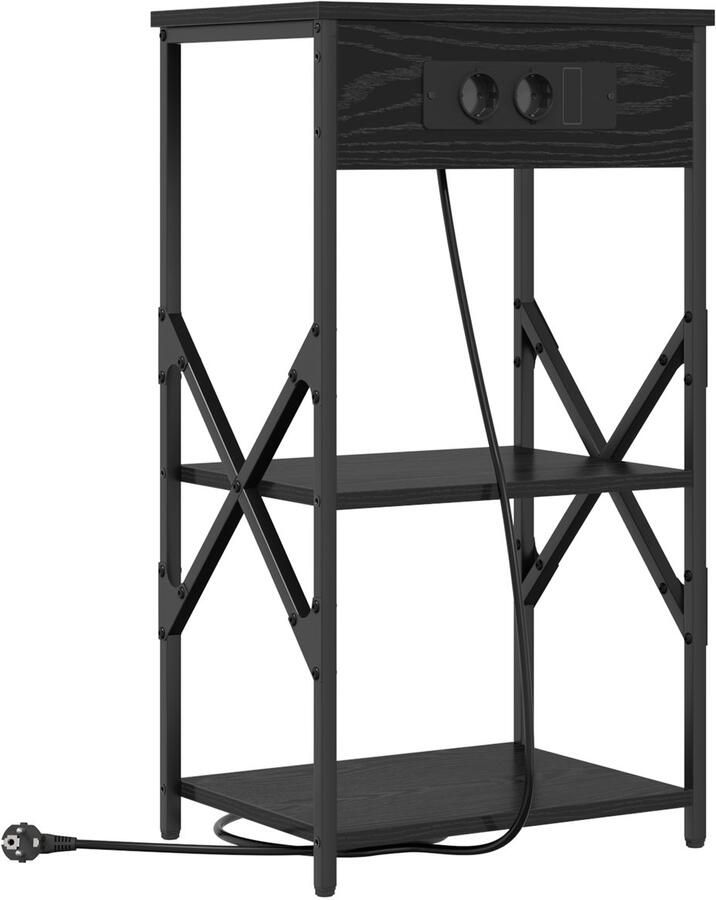 VidaXL Nachtkastje met plank Zwart eiken 41 x 31 x 76 cm Bewerkt hout