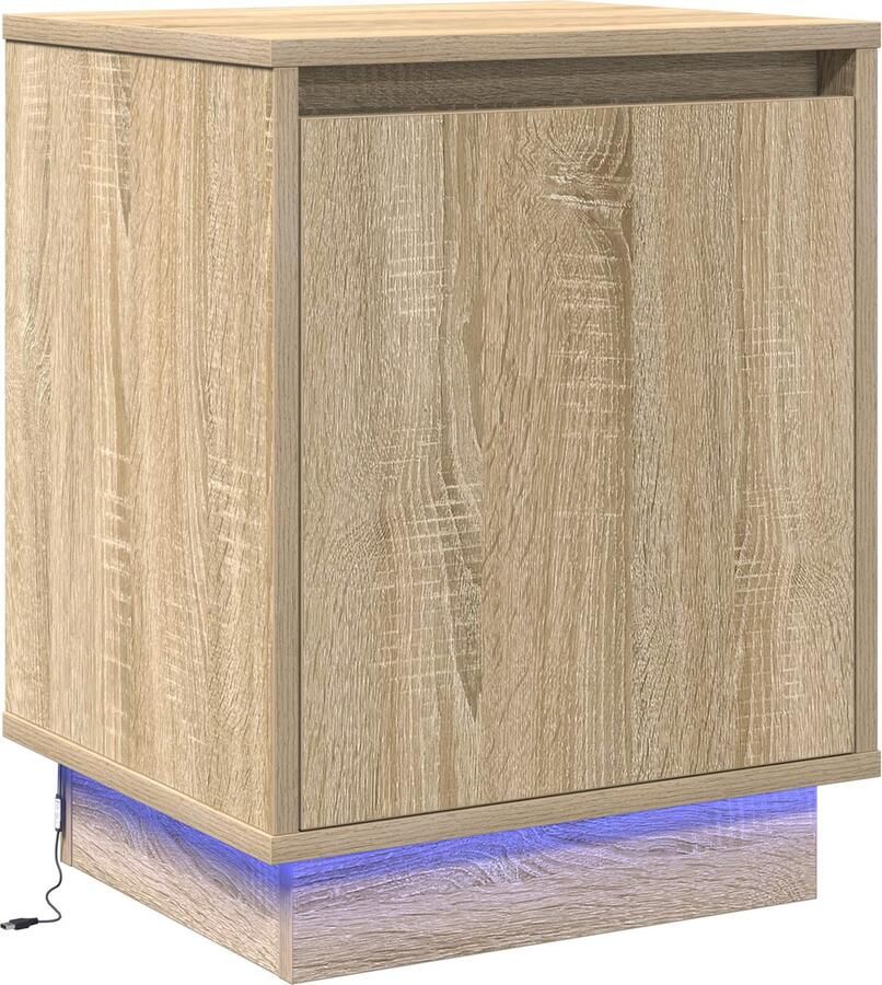 VidaXL Nachtkastje met LED-verlichting in Sonoma Eiken 39x34 5x50 cm