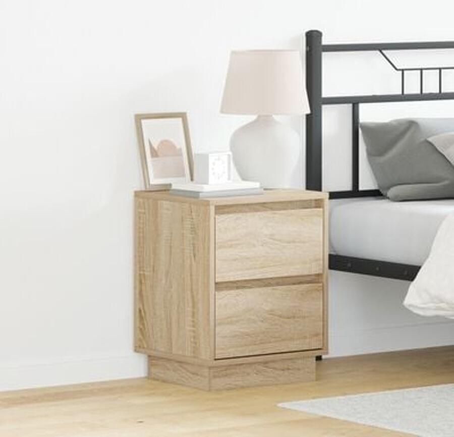 VidaXL Nachtkastjes met LED Verlichting 2 stuks Sonoma Eiken 39x34.5x50 cm