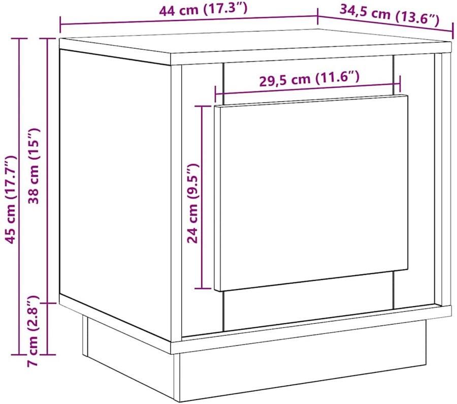 VidaXL Nachtkastjes Zwart eiken Bewerkt hout 44 x 34 5 x 45 cm Deuren - Foto 2