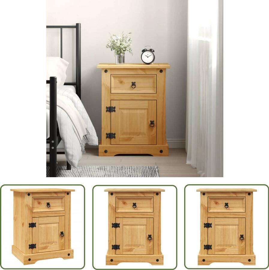 VidaXL Nachtkastje Nachtkastjes Ladekast Ladekasten Nachtkastje Mexicaans grenenhout Corona-stijl 53x39x66 cm