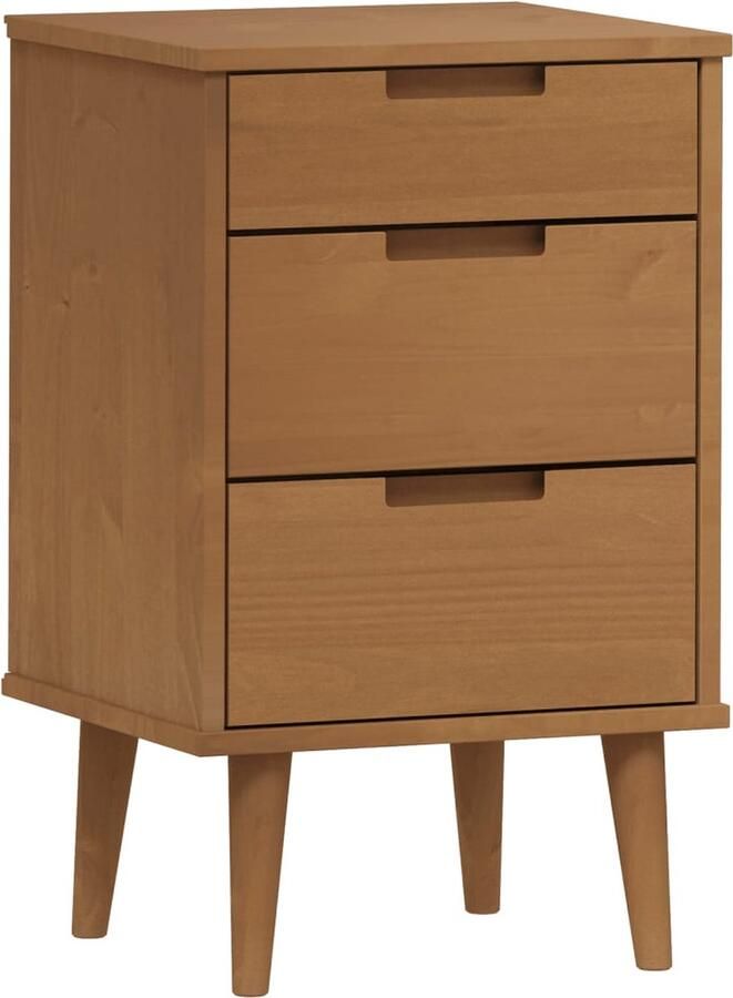 VidaXL Nachtkastje MOLDE 40x35x65 cm massief grenenhout bruin