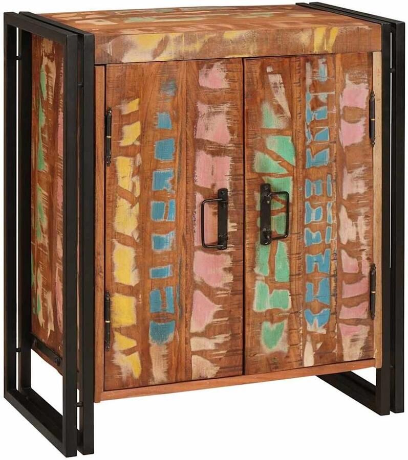 VidaXL Nachtkastje Multikleur 38 x 33 x 58 cm massief gerecycled hout