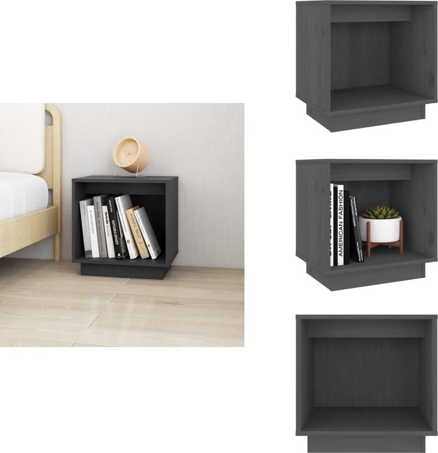 VidaXL Nachtkastje Nachtkastjes Bedkast Nachtkast Nachtkastje 40x30x40 cm massief grenenhout grijs