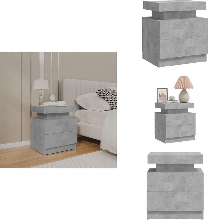 VidaXL Nachtkastje Nachtkastjes Bedkast Zijkast Nachtkastje 45x35x52 cm bewerkt hout betongrijs