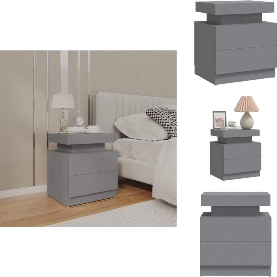 VidaXL Nachtkastje Nachtkastjes Bedkast Zijkast Nachtkastje 45x35x52 cm bewerkt hout grijs