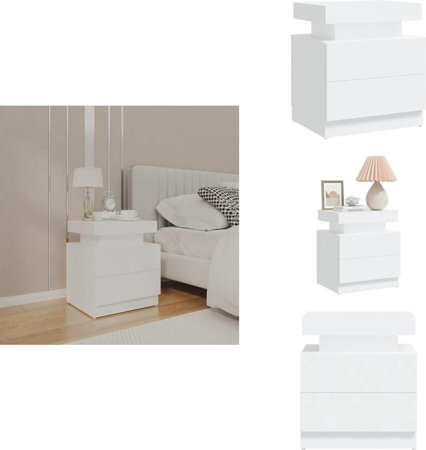 VidaXL Nachtkastje Nachtkastjes Bedkast Zijkast Nachtkastje 45x35x52 cm bewerkt hout wit