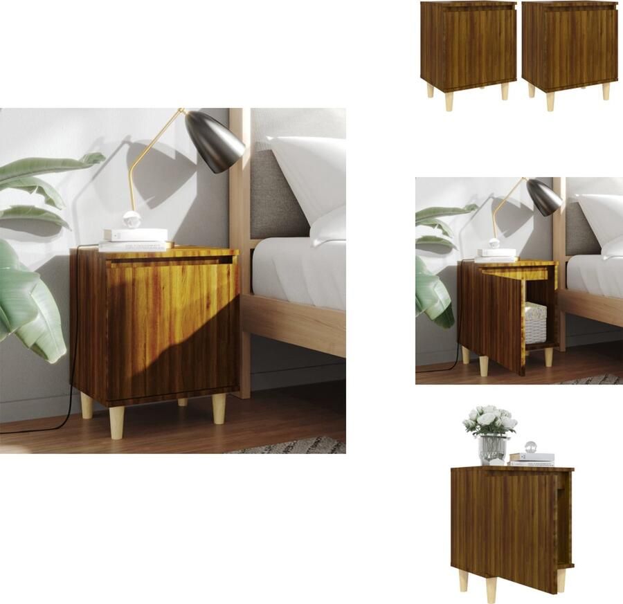 VidaXL Nachtkastje Nachtkastjes Bedkast Zijkast Nachtkastjes 2 st met houten poten 40x30x50 cm bruin eikenkleur