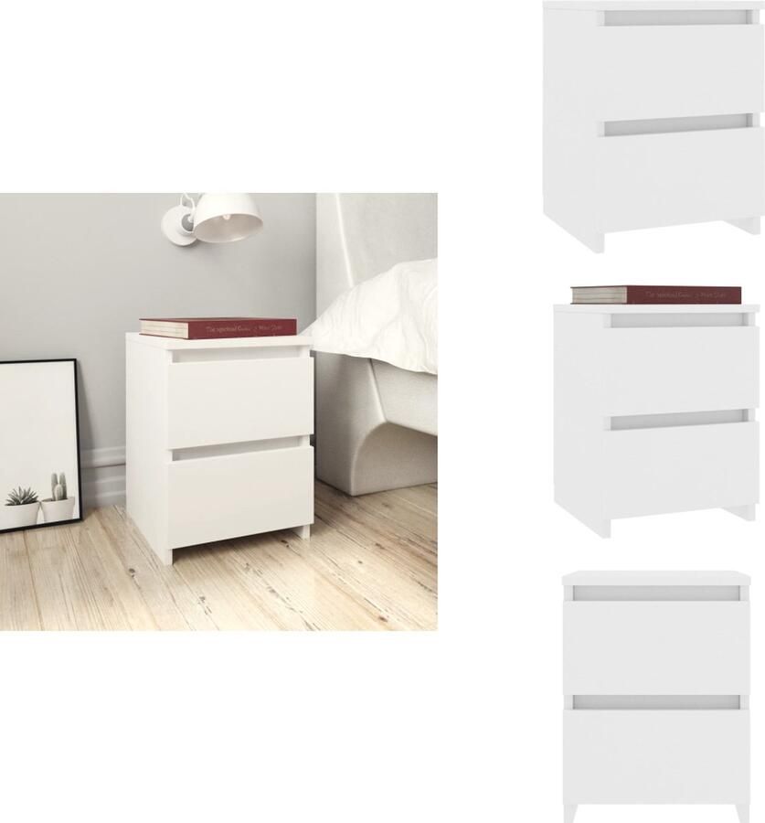 VidaXL Nachtkastje Nachtkastjes Bedkastje Bedkastjes Nachtkastje 30x30x40 cm bewerkt hout wit