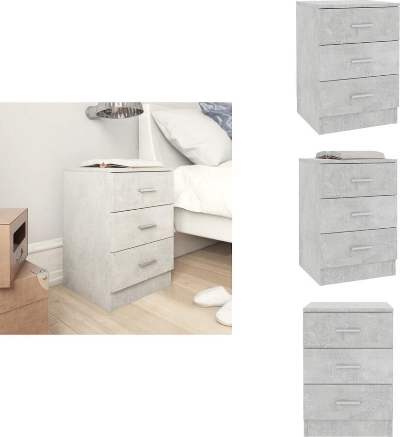 VidaXL Nachtkastje Nachtkastjes Bedkastje Bedkastjes Nachtkastje 38x35x56 cm bewerkt hout betongrijs