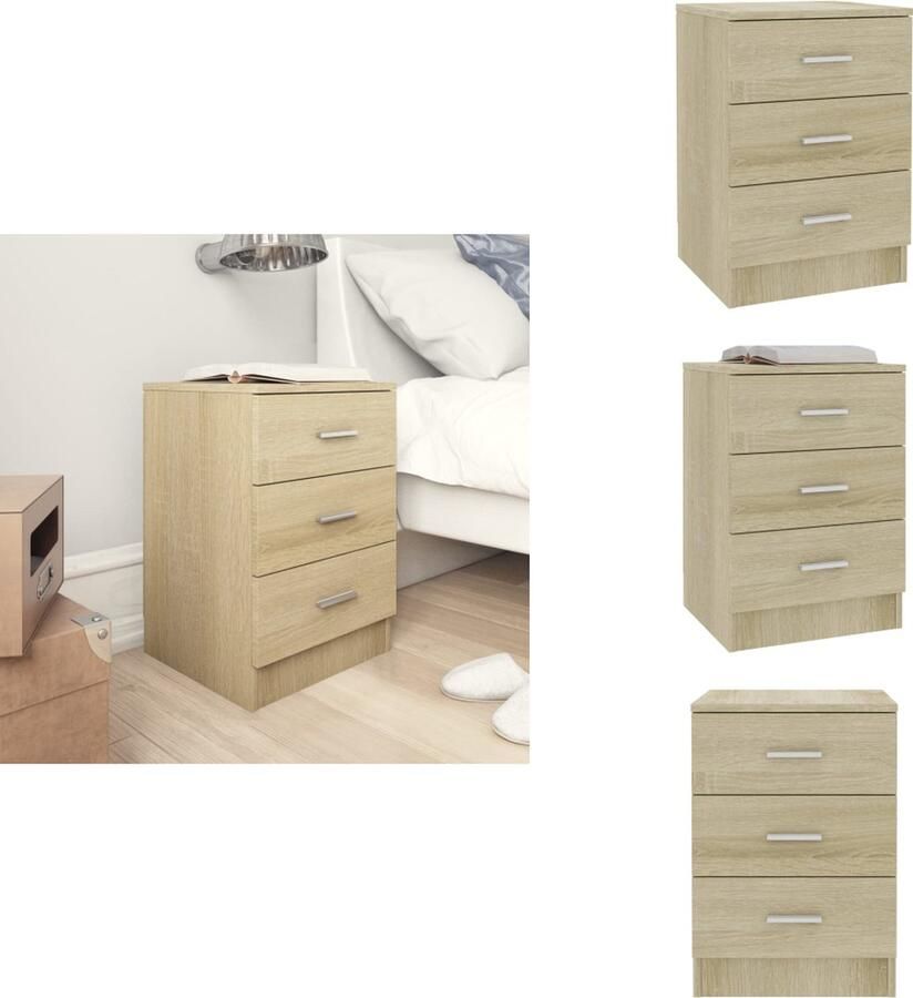 VidaXL Nachtkastje Nachtkastjes Bedkastje Bedkastjes Nachtkastje 38x35x56 cm bewerkt hout sonoma eikenkleurig