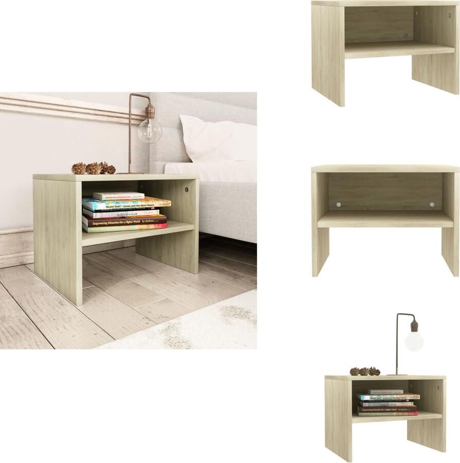 VidaXL Nachtkastje Nachtkastjes Bedkastje Bedkastjes Nachtkastje 40x30x30 cm bewerkt hout sonoma eikenkleurig