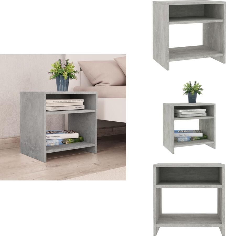 VidaXL Nachtkastje Nachtkastjes Bedkastje Bedkastjes Nachtkastje 40x30x40 cm bewerkt hout betongrijs