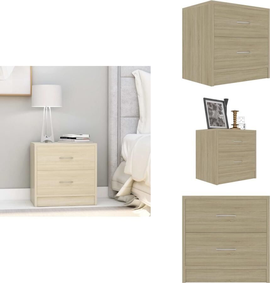 VidaXL Nachtkastje Nachtkastjes Bedkastje Bedkastjes Nachtkastje 40x30x40 cm bewerkt hout sonoma eikenkleurig