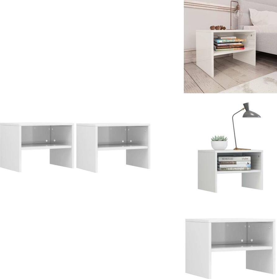 The Living Store Nachtkastjes Set Hoogglans Wit 40 x 30 x 30 cm Bewerkt Hout Nachtkastjes Slaapkamer Meubilair Houten Nachtkastjes Hoogglans Wit Bewerkt Hout