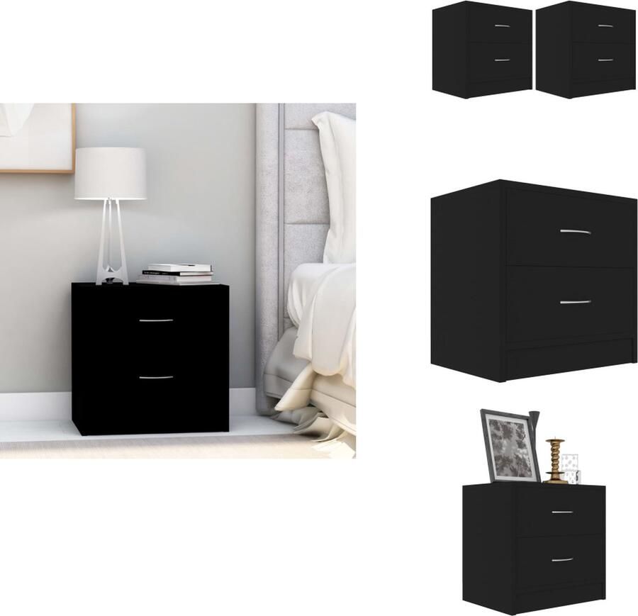 VidaXL Nachtkastje Nachtkastjes Bedkastje Bedkastjes Nachtkastjes 2 st 40x30x40 cm bewerkt hout zwart