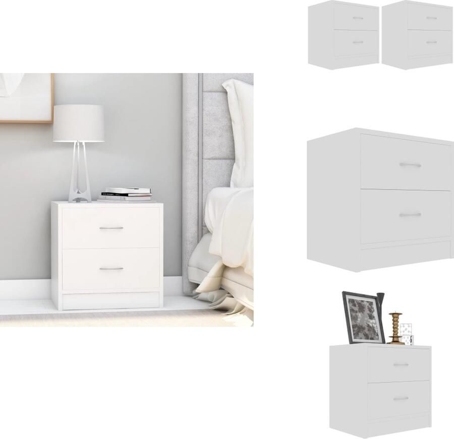 VidaXL Nachtkastje Nachtkastjes Bedkastje Bedkastjes Nachtkastjes 2 st 40x30x40 cm bewerkt hout wit