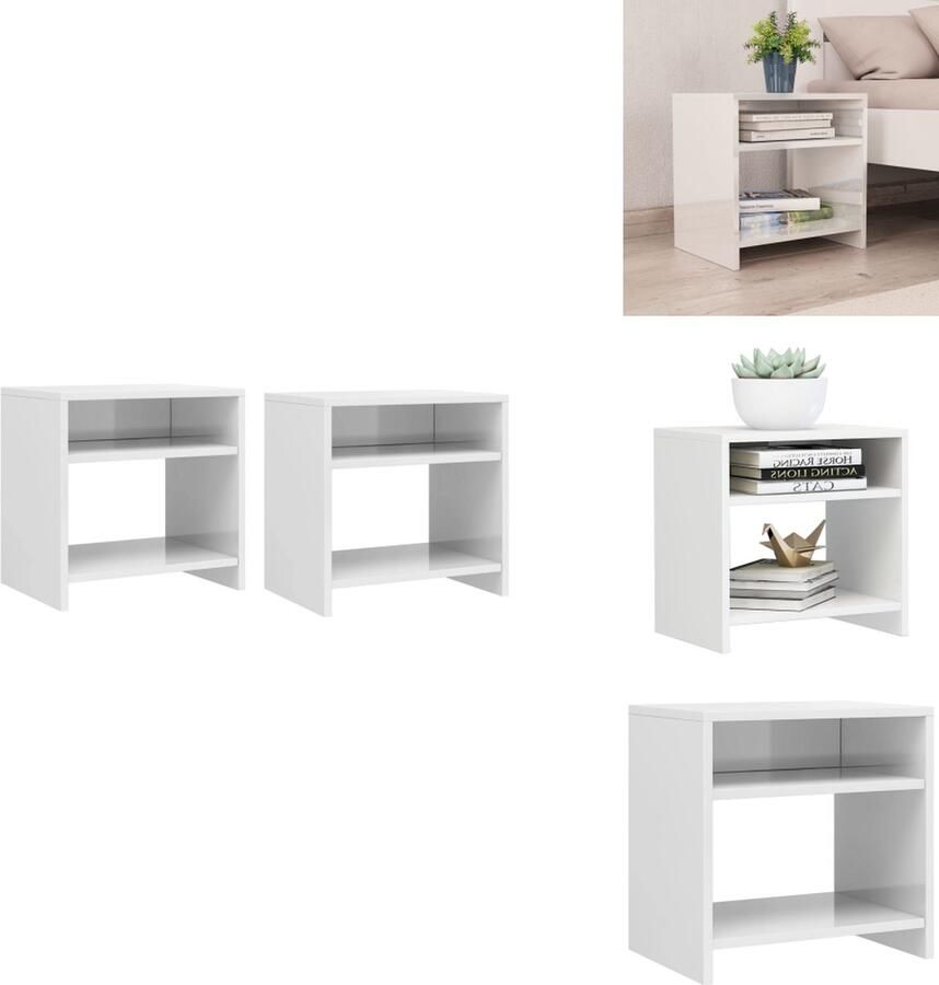 VidaXL Nachtkastje Nachtkastjes Bedkastje Bedkastjes Nachtkastjes 2 st 40x30x40 cm bewerkt hout wit