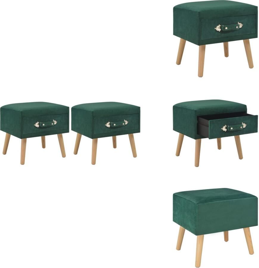VidaXL Nachtkastje Nachtkastjes Bedkastje Bedkastjes Nachtkastjes 2 st 40x35x40 cm fluweel groen