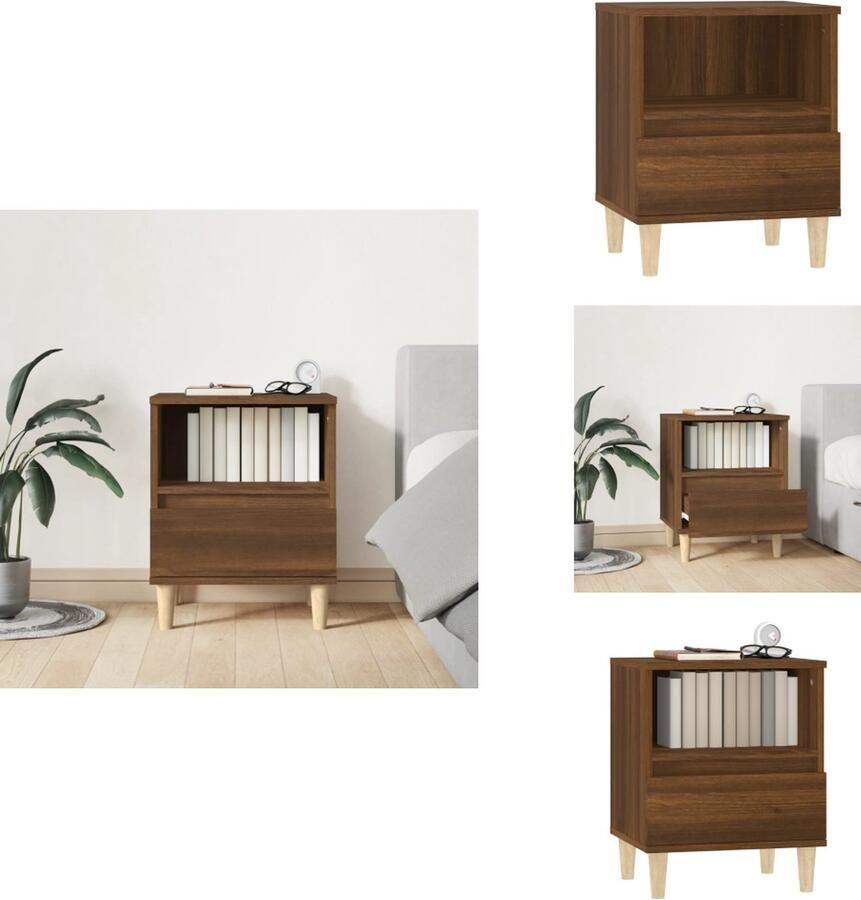 VidaXL Nachtkastje Nachtkastjes Bedtafel Bedtafels Nachtkastje 40x35x50 cm bruineikenkleurig