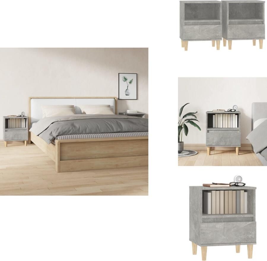 VidaXL Nachtkastje Nachtkastjes Bedtafel Bedtafels Nachtkastjes 2 st 40x35x50 cm betongrijs