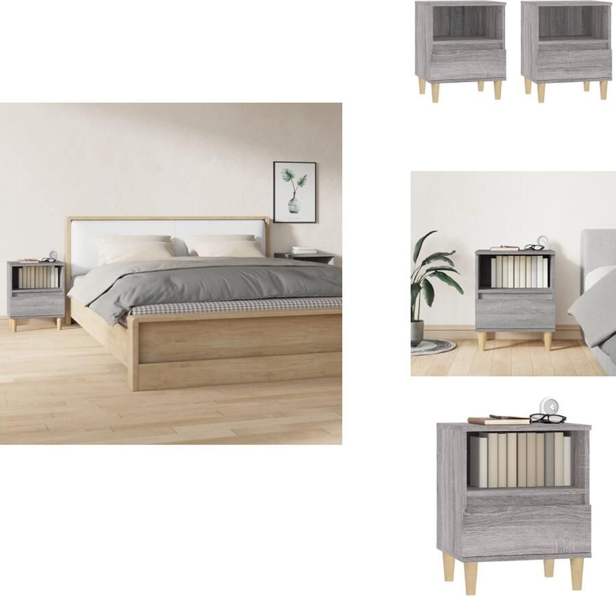 VidaXL Nachtkastje Nachtkastjes Bedtafel Bedtafels Nachtkastjes 2 st 40x35x50 cm grijs sonoma eikenkleurig