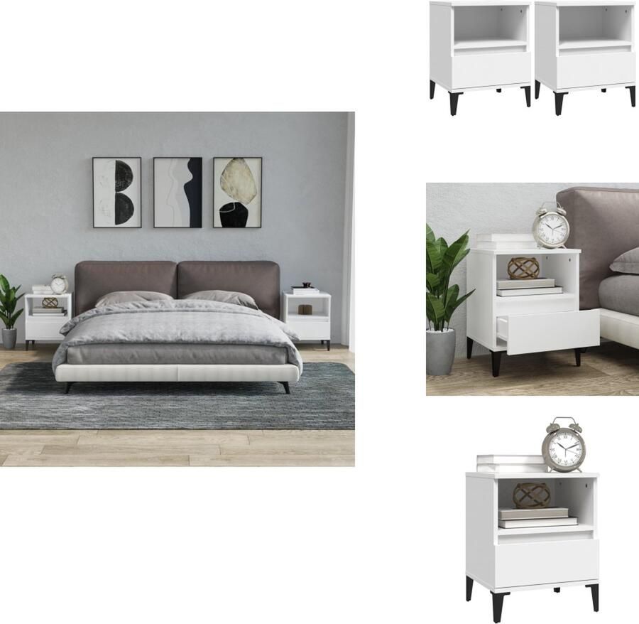 VidaXL Nachtkastje Elegant Bedkasten 40 x 35 x 50 cm Ken- Duurzaam materiaal voldoende opbergruimte metalen poten stabiel tafelblad Kast