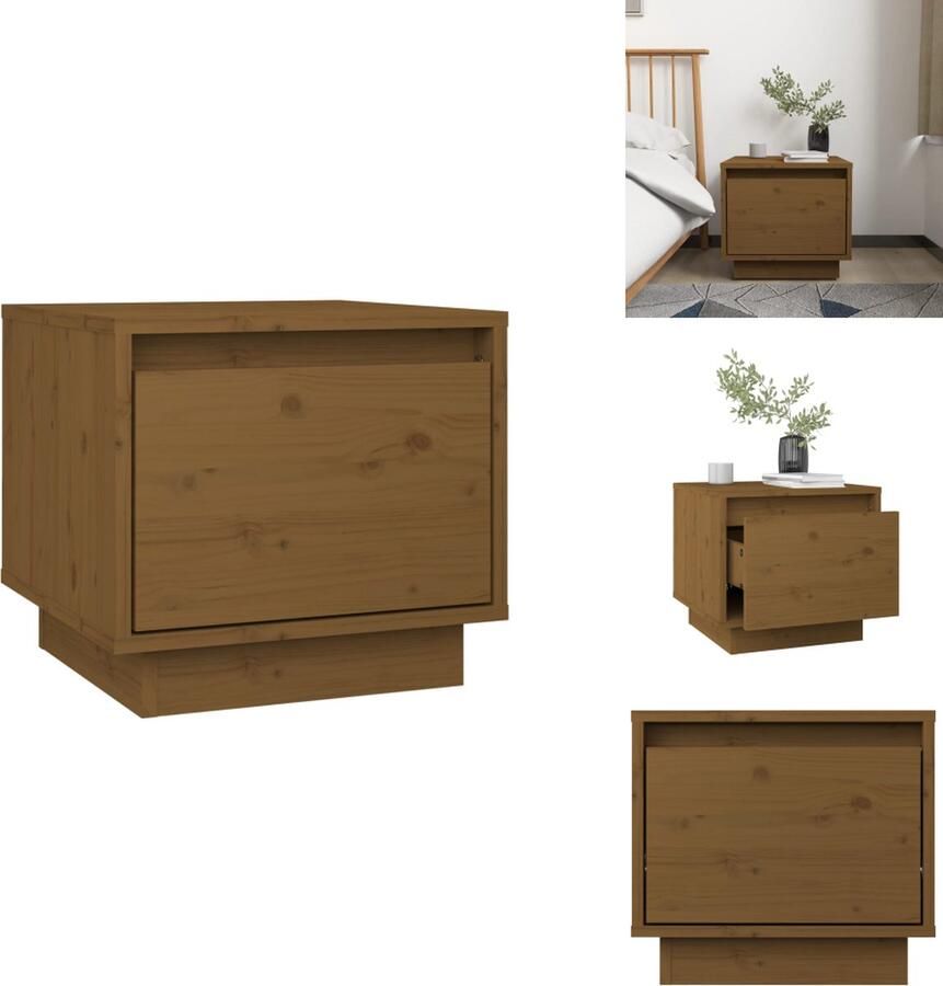 VidaXL Nachtkastje Nachtkastjes Bedtafeltje Bedkastje Nachtkastje 35x34x32 cm massief grenenhout honingbruin