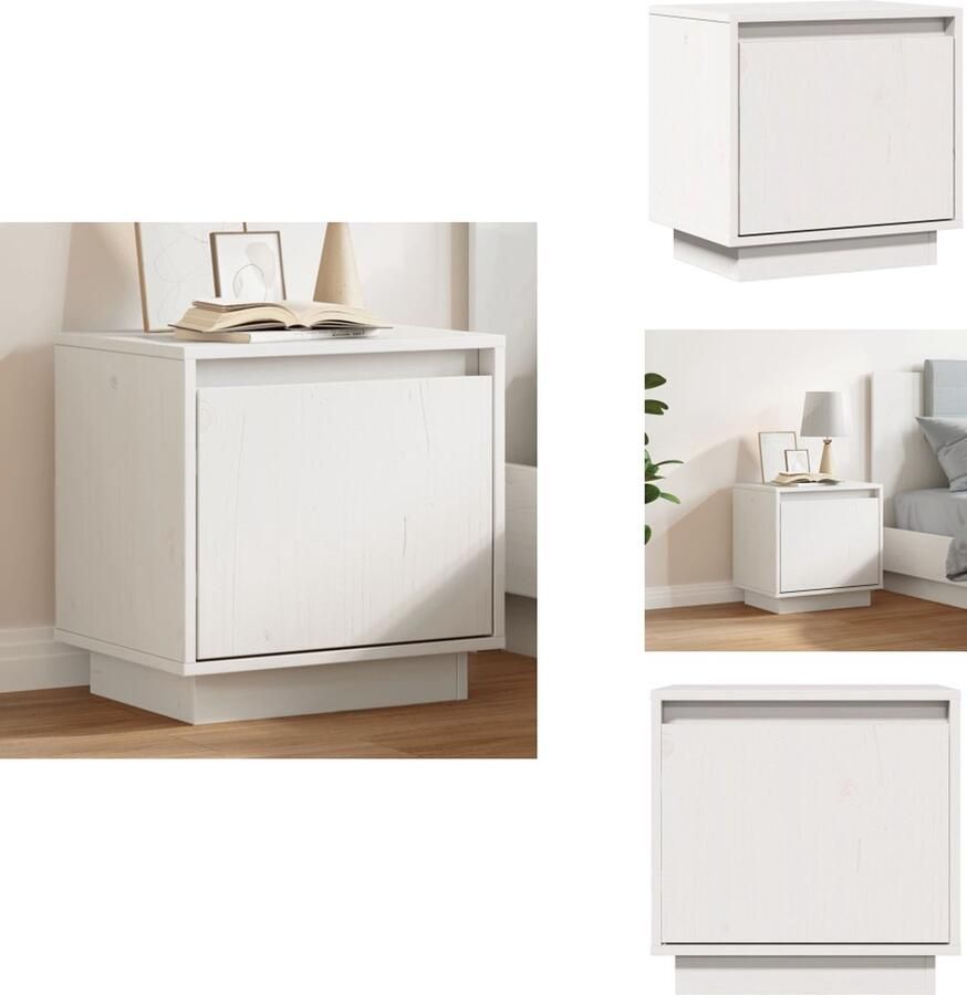 VidaXL Nachtkastje Nachtkastjes Bedtafeltje Bedkastje Nachtkastje 40x30x40 cm massief grenenhout wit