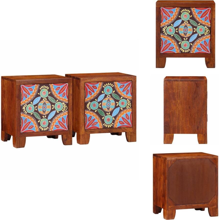 VidaXL Nachtkastje Nachtkastjes Bijzettafel Wandkastje Nachtkastje 2 st 40x30x45 cm massief acaciahout