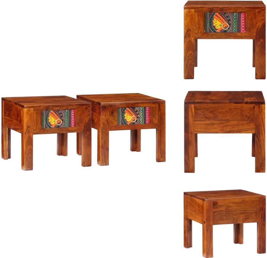 VidaXL Nachtkastje Nachtkastjes Bijzettafel Wandkastje Nachtkastje 2 st 40x40x36 cm massief acaciahout