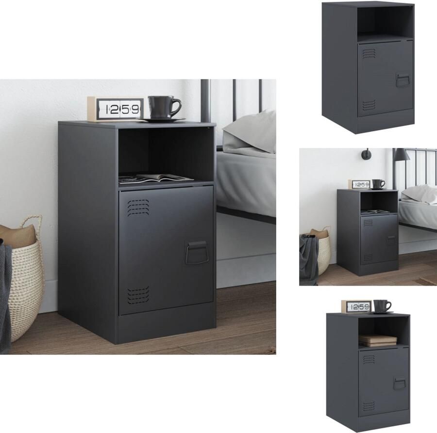 VidaXL Nachtkastje Nachtkastjes Bijzettafel Wandkastje Nachtkastje 34 5x39x62 cm staal antracietkleurig