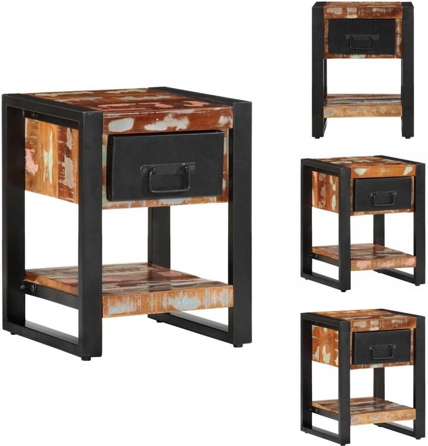 VidaXL Nachtkastje 35x34x45 cm massief gerecycled hout meerkleurig