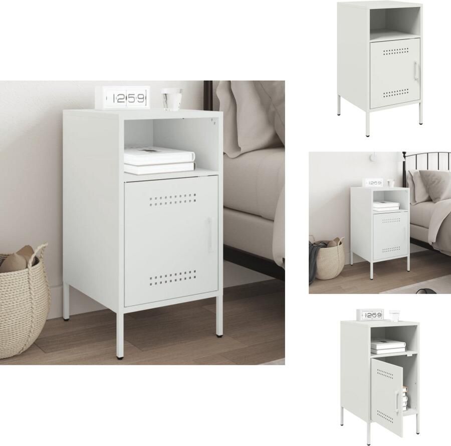 VidaXL Nachtkastje Nachtkastjes Bijzettafel Wandkastje Nachtkastje 36x39x68 cm staal wit